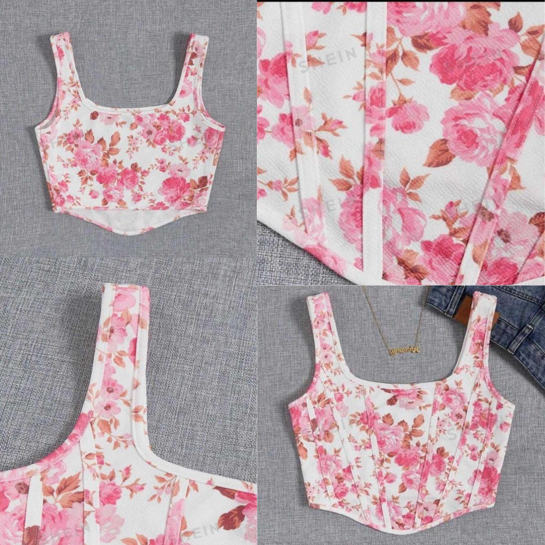 Pink Flora Corset Top