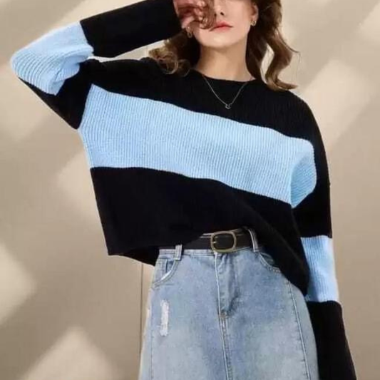 Color Blocked Relaxed Fit Sweater