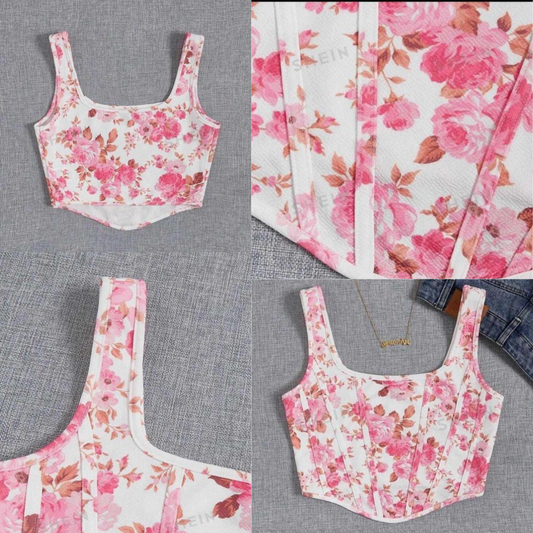 Pink Flora Corset Top