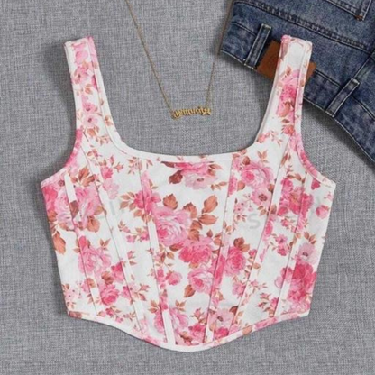 Pink Flora Corset Top