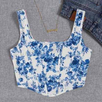 Blue Flora Corset Top